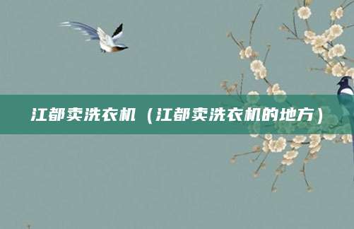 江都卖洗衣机（江都卖洗衣机的地方）