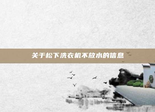 关于松下洗衣机不放水的信息