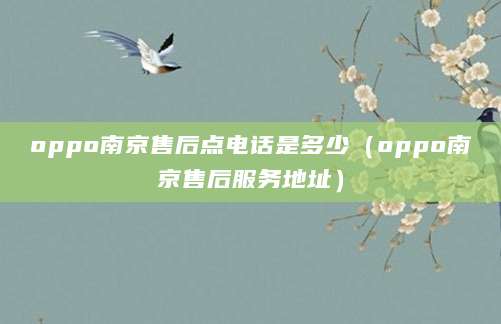 oppo南京售后点电话是多少(oppo南京售后服务地址)