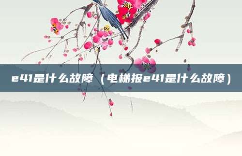 e41是什么故障（电梯报e41是什么故障）