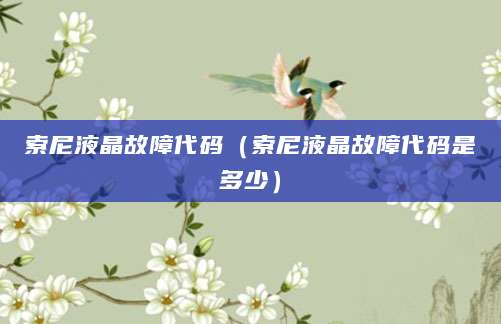 索尼液晶故障代码（索尼液晶故障代码是多少）