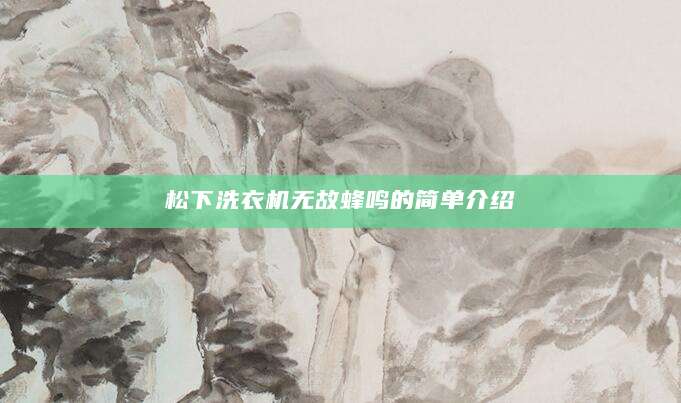 松下洗衣机无故蜂鸣的简单介绍