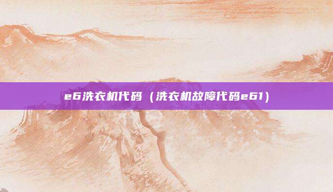 e6洗衣机代码(洗衣机故障代码e61)
