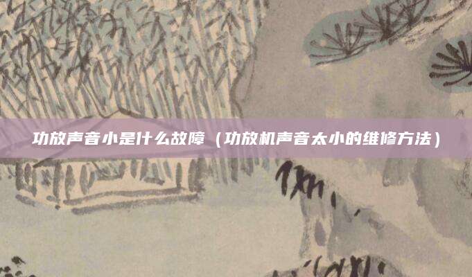 功放声音小是什么故障（功放机声音太小的维修方法）