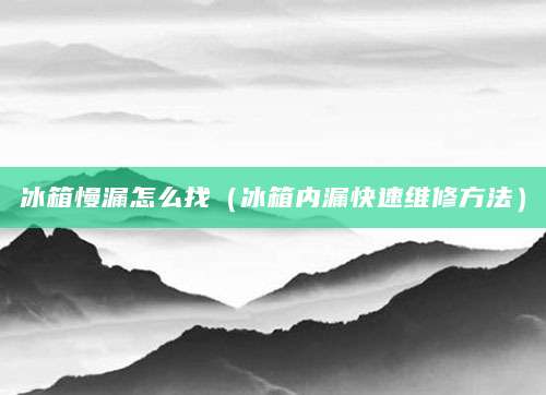 冰箱慢漏怎么找（冰箱内漏快速维修方法）