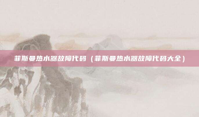 菲斯曼热水器故障代码（菲斯曼热水器故障代码大全）