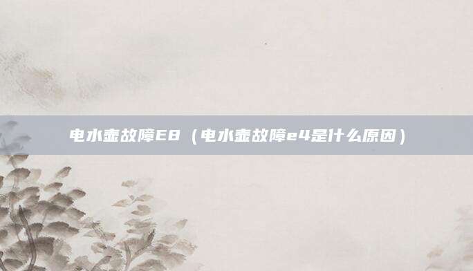 电水壶故障E8（电水壶故障e4是什么原因）