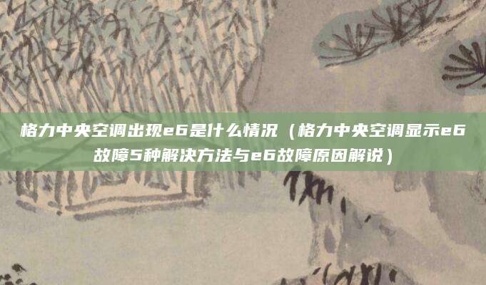 格力中央空调出现e6是什么情况（格力中央空调显示e6故障5种解决方法与e6故障原因解说）