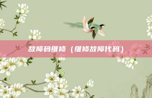故障码维修（维修故障代码）
