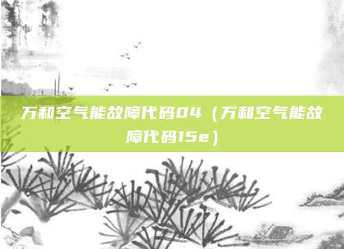 万和空气能故障代码04（万和空气能故障代码15e）