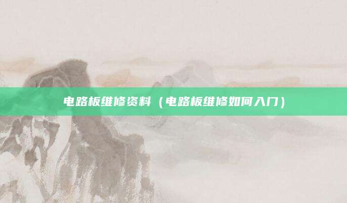 电路板维修资料（电路板维修如何入门）
