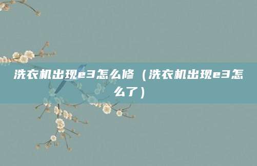 洗衣机出现e3怎么修（洗衣机出现e3怎么了）