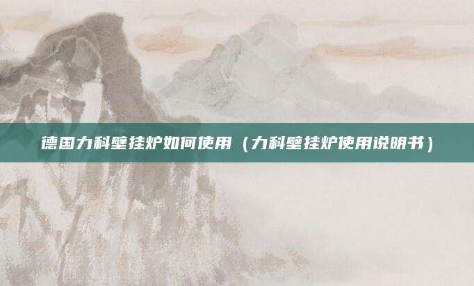 德国力科壁挂炉如何使用（力科壁挂炉使用说明书）
