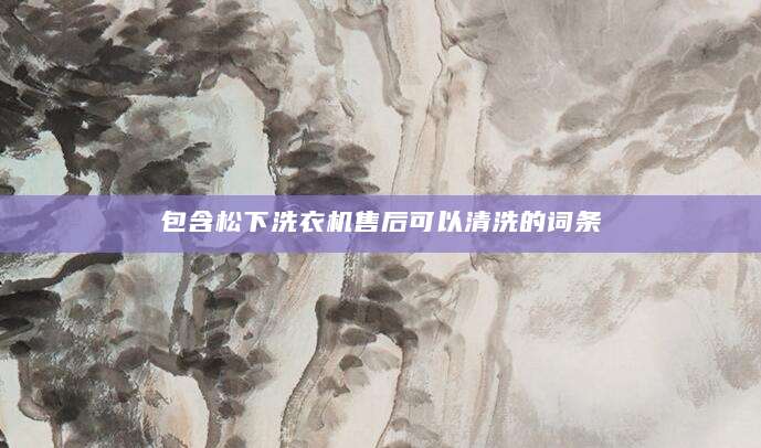 包含松下洗衣机售后可以清洗的词条