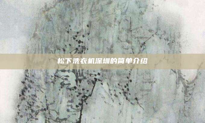 松下洗衣机深圳的简单介绍