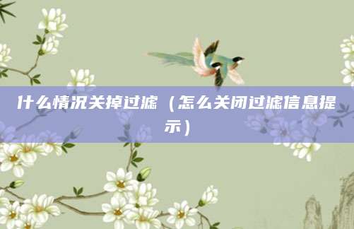 什么情况关掉过滤（怎么关闭过滤信息提示）