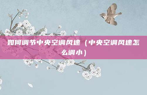 如何调节中央空调风速（中央空调风速怎么调小）