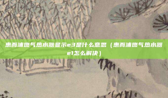 惠而浦燃气热水器显示e3是什么意思（惠而浦燃气热水器e1怎么解决）
