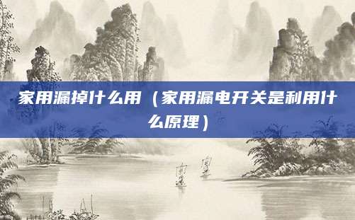 家用漏掉什么用（家用漏电开关是利用什么原理）