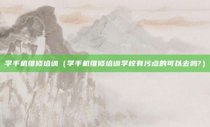 学手机维修培训（学手机维修培训学校有污点的可以去吗?）