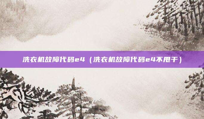 洗衣机故障代码e4（洗衣机故障代码e4不甩干）