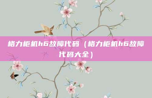 格力柜机h6故障代码(格力柜机h6故障代码大全)