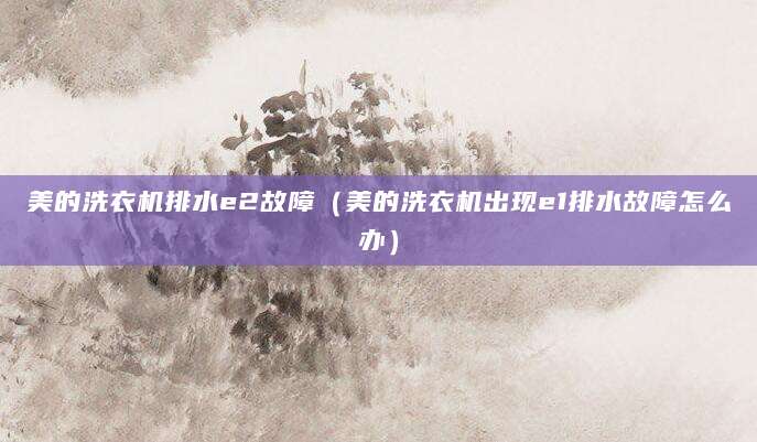 美的洗衣机排水e2故障(美的洗衣机出现e1排水故障怎么办)