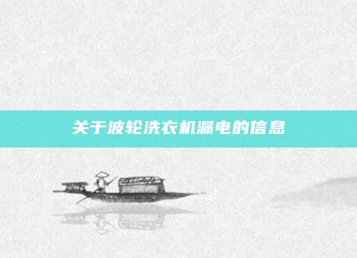 关于波轮洗衣机漏电的信息
