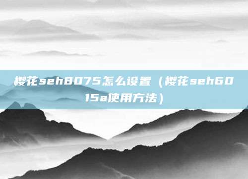 樱花seh8075怎么设置（樱花seh6015a使用方法）