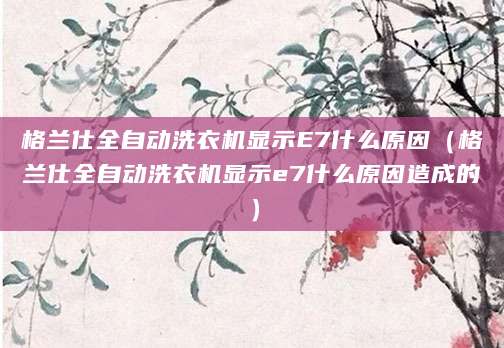 格兰仕全自动洗衣机显示E7什么原因(格兰仕全自动洗衣机显示e7什么原因造成的)