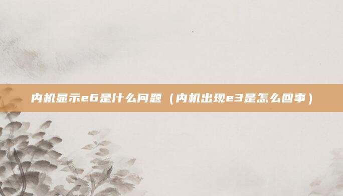 内机显示e6是什么问题(内机出现e3是怎么回事)