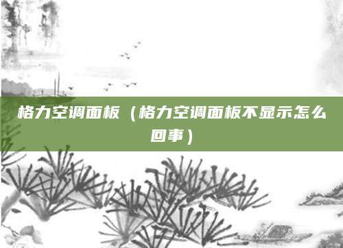 格力空调面板(格力空调面板不显示怎么回事)
