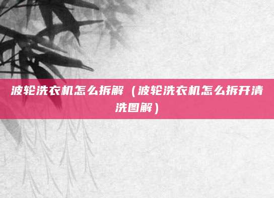 波轮洗衣机怎么拆解（波轮洗衣机怎么拆开清洗图解）