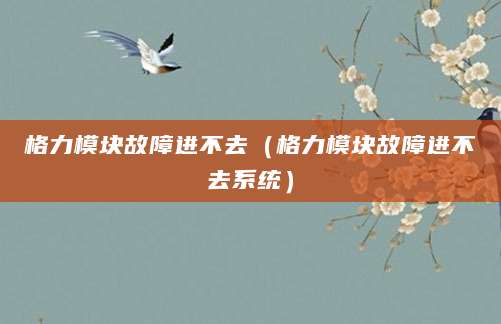 格力模块故障进不去（格力模块故障进不去系统）
