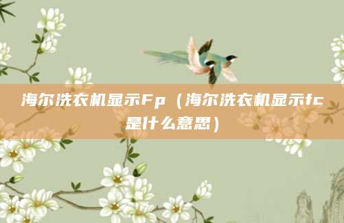 海尔洗衣机显示Fp（海尔洗衣机显示fc是什么意思）