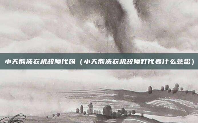 小天鹅冼衣机故障代码（小天鹅洗衣机故障灯代表什么意思）
