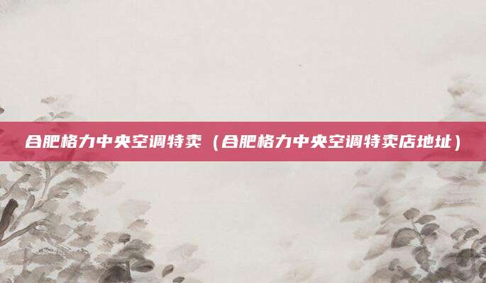 合肥格力中央空调特卖（合肥格力中央空调特卖店地址）