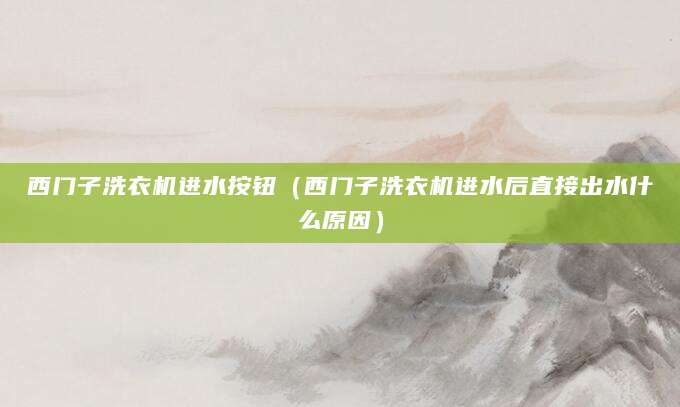 西门子洗衣机进水按钮（西门子洗衣机进水后直接出水什么原因）