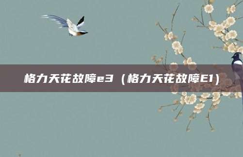 格力天花故障e3（格力天花故障E1）