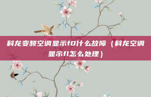 科龙变频空调显示f0什么故障（科龙空调显示fl怎么处理）