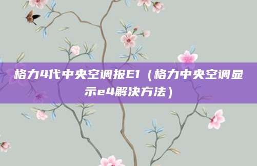 格力4代中央空调报E1（格力中央空调显示e4解决方法）