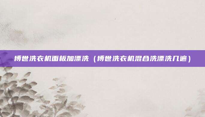 博世洗衣机面板加漂洗（博世洗衣机混合洗漂洗几遍）
