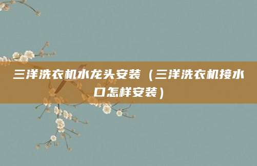 三洋洗衣机水龙头安装（三洋洗衣机接水口怎样安装）