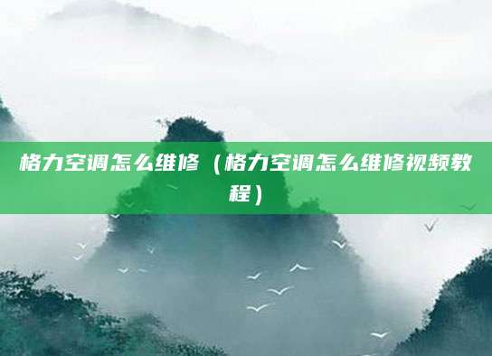 格力空调怎么维修(格力空调怎么维修视频教程)