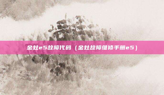 金灶e5故障代码（金灶故障维修手册e5）