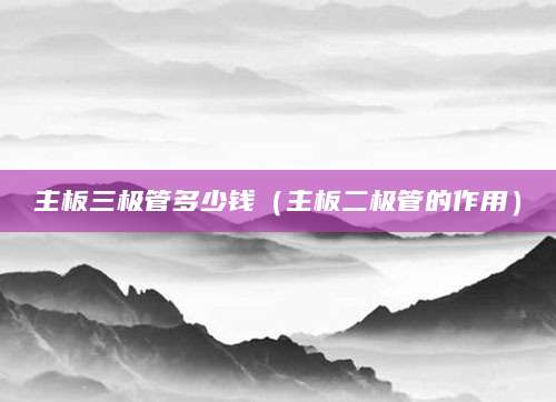 主板三极管多少钱（主板二极管的作用）