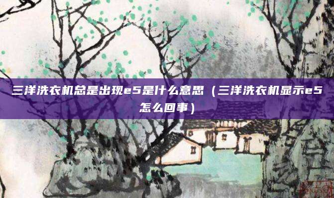 三洋洗衣机总是出现e5是什么意思(三洋洗衣机显示e5怎么回事)