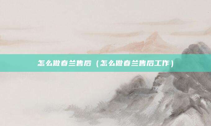 怎么做春兰售后（怎么做春兰售后工作）