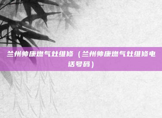兰州帅康燃气灶维修（兰州帅康燃气灶维修电话号码）