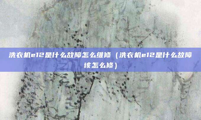 洗衣机e12是什么故障怎么维修（洗衣机e12是什么故障该怎么修）